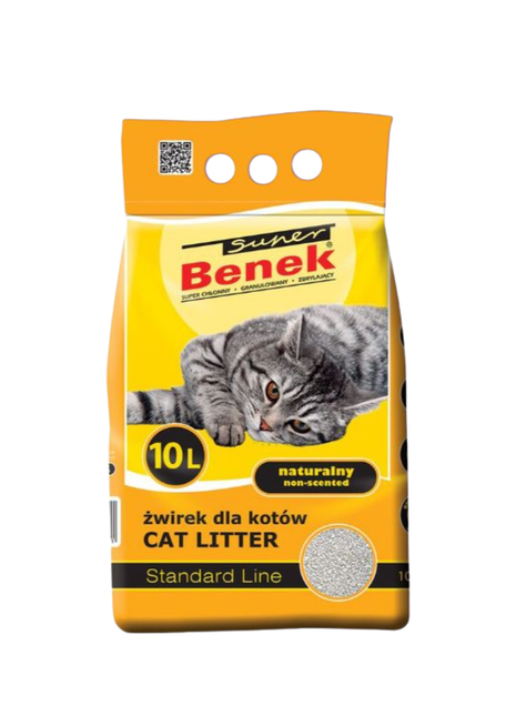 Super Benek STANDARD Naturalny – gruboziarnisty żwirek bentonitowy dla kota