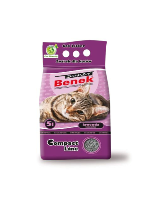 Super Benek COMPACT Lawenda – żwirek bentonitowy dla kota z lawendowym zapachem
