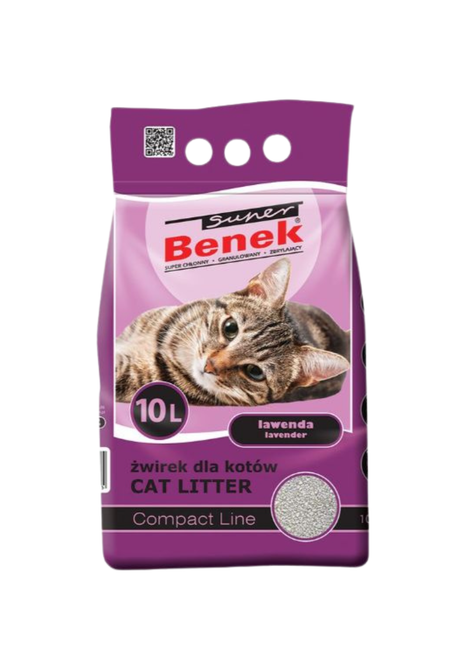 Super Benek COMPACT Lawenda – żwirek bentonitowy dla kota z lawendowym zapachem